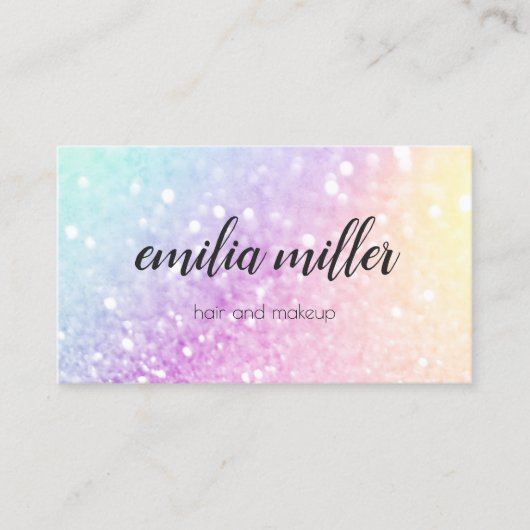  holografisch glitter Girly Glamoureus Visitekaartje (Voorkant)