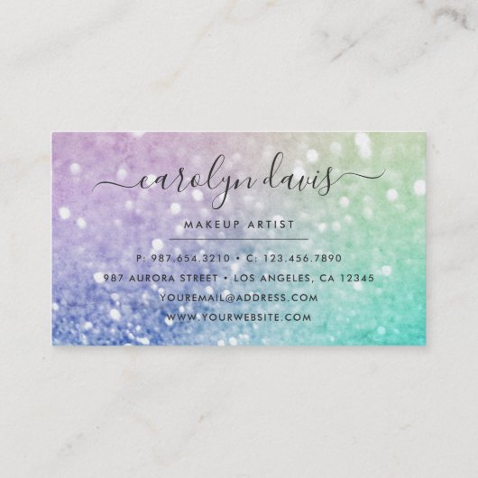 holografisch glitter Girly Glamoureus Visitekaartje (Achterkant)