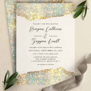 Holografisch Glitter Schrift Glam Trouwkaart Kaart