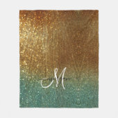 Holografisch goud Glitter Monogram Fleece Deken (Voorkant)