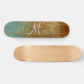 Holografisch goud Glitter Monogram Skateboard (Horizontaal)