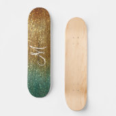 Holografisch goud Glitter Monogram Skateboard (Voorkant)