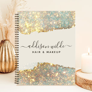 Holografisch handtekening schrift modern glam glit notitieboek