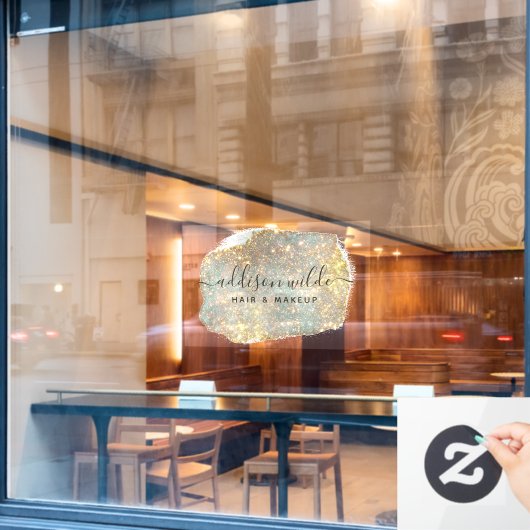 Holografisch handtekeningsschrift Moderne glamour  Raamsticker (Cafe Raam)