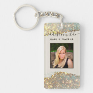 Holografisch handtekeningsscript Modern Glam Salon Sleutelhanger