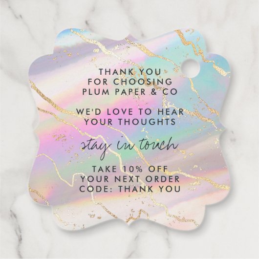 Holografisch Iridescent Opal Gem | Label hangen (Achterkant)