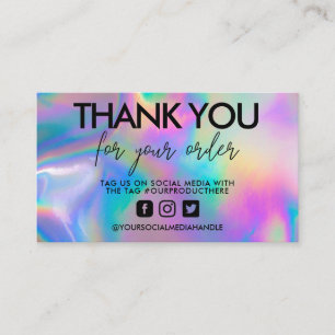 Holografisch kalligrafie Dank u Visitekaartje