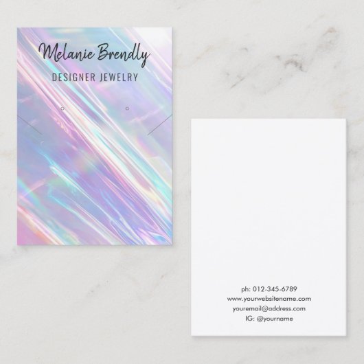 Holografisch Ketting Oorbel Sieraden Display Visitekaartje (Voorkant / Achterkant)