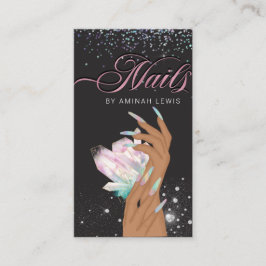 holografisch kristal Glitter-nagels Visitekaartje
