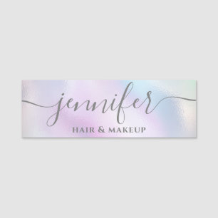 Holografisch lumineus trendy script modern naamplaatje