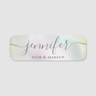 Holografisch lumineus trendy script modern naamplaatje