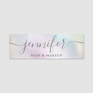 Holografisch lumineus trendy script modern naamplaatje