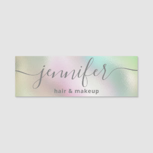 Holografisch lumineus trendy script moderne naamta naamplaatje