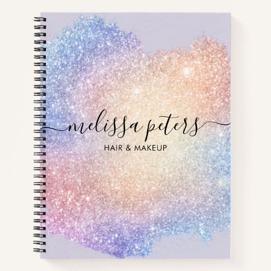 Holografisch Manuscript Modern Glitter Sparkle Bus Notitieboek (Voorkant)