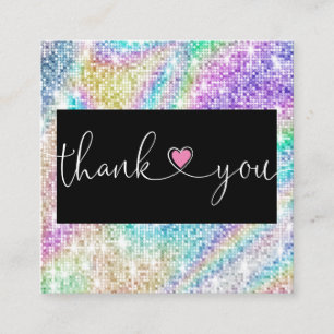 holografisch manuscripthart bedankt u voor uw orde vierkante visitekaartje