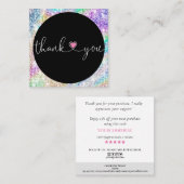 holografisch manuscripthart bedankt u voor uw orde vierkante visitekaartje (Voorkant / Achterkant)