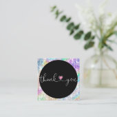 holografisch manuscripthart bedankt u voor uw orde vierkante visitekaartje (Staand voorkant)