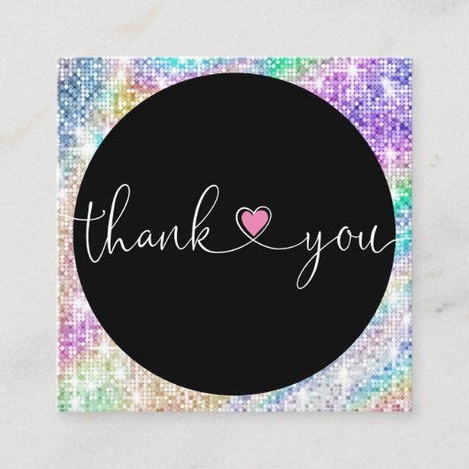 holografisch manuscripthart bedankt u voor uw orde vierkante visitekaartje (Voorkant)