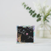 holografisch manuscripthart bedankt u voor uw orde vierkante visitekaartje (Staand voorkant)