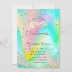 Holografisch Masque, lampjes, kant, sterren Quince Kaart