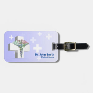 Holografisch Medisch 3D Caduceus White Cross Bagagelabel