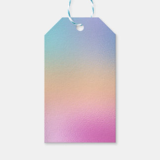 Holografisch minimalisme roze blauw cadeaulabel