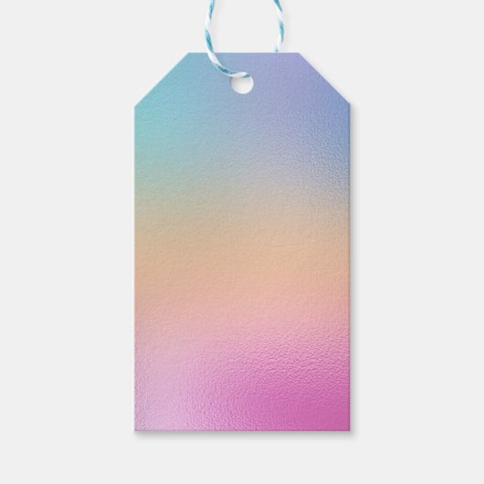 Holografisch minimalisme roze blauw cadeaulabel (Voorkant)
