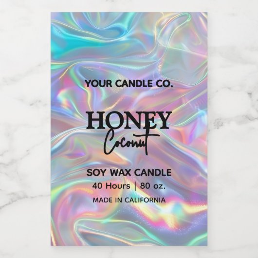 holografisch minimalistisch Verticale kaars label Voedselcontainer Etiket (Enkel label)