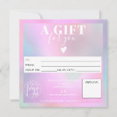 Holografisch modern vierkant cadeauboncertificaat (Voorkant)