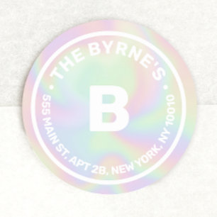 Holografisch monogram adres Klassieke ronde sticke Ronde Sticker