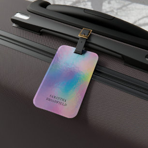 Holografisch monogram modern iriserend reizen bagagelabel