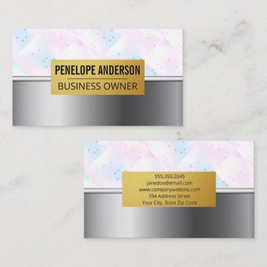 Holografisch mozaïek geometrisch | Metaalachtig Visitekaartje (Voorkant / Achterkant)