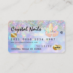 Holografisch opal Crystal Nail Tech-creditcard Visitekaartje