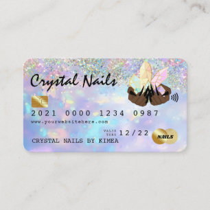 Holografisch opal Crystal Nail Tech-creditcard Visitekaartje