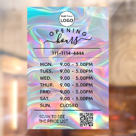 Holografisch openingsurenlogo en QR-code Raamsticker