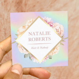 Holografisch pasta Floral Makeup Artist Hair Salon Vierkante Visitekaartje