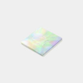 Holografisch pastelgradiënt opal monogram initiaal post-it® notes (Schuin)