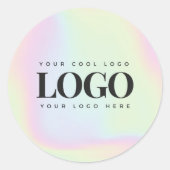 Holografisch Pastelkleurig Aangepast Zakelijk Rech Ronde Sticker (Voorkant)