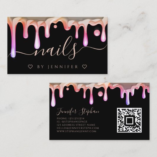 Holografisch Pools strips artiest QR Code zwart Visitekaartje (Voorkant / Achterkant)