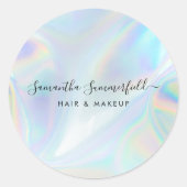 Holografisch QR-code Beauticien Salon Handmade Ronde Sticker (Voorkant)