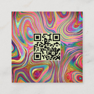 Holografisch regenbooggroen roze QR-code Esthetici Vierkante Visitekaartje