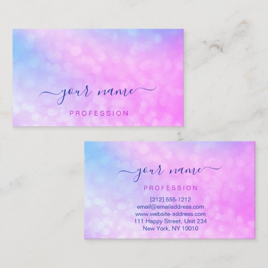Holografisch roze blauw Abstract merk-u Visitekaartje (Voorkant / Achterkant)