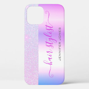 Holografisch roze Paars Ombre Glitter Aangepaste n iPhone 12 Hoesje