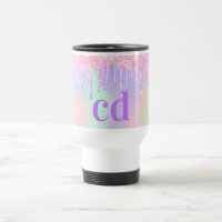 Holografisch roze paarse glitter druppelt monogram