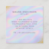 Holografisch Roze Paarse Moderne Monogram Elegant Vierkante Visitekaartje (Achterkant)