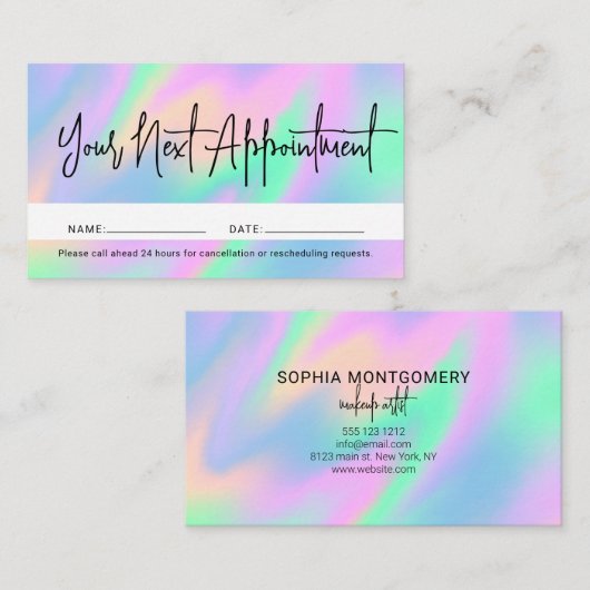 Holografisch Script Calligraphy Appointcard Afsprakenkaartje (Voorkant / Achterkant)