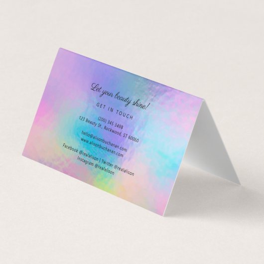 Holografisch script Modern Business Owner Business Visitekaartjes (Achterkant)