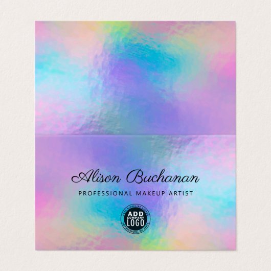 Holografisch script Modern Faux Rainbow Iridescent Visitekaartjes (Buitenkant ongevouwen)