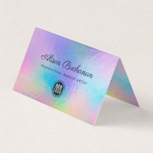 Holografisch script Modern Faux Rainbow Iridescent Visitekaartjes