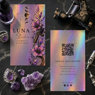 Holografisch Tattoo-artiesten Luxe Iriserende QR Visitekaartje